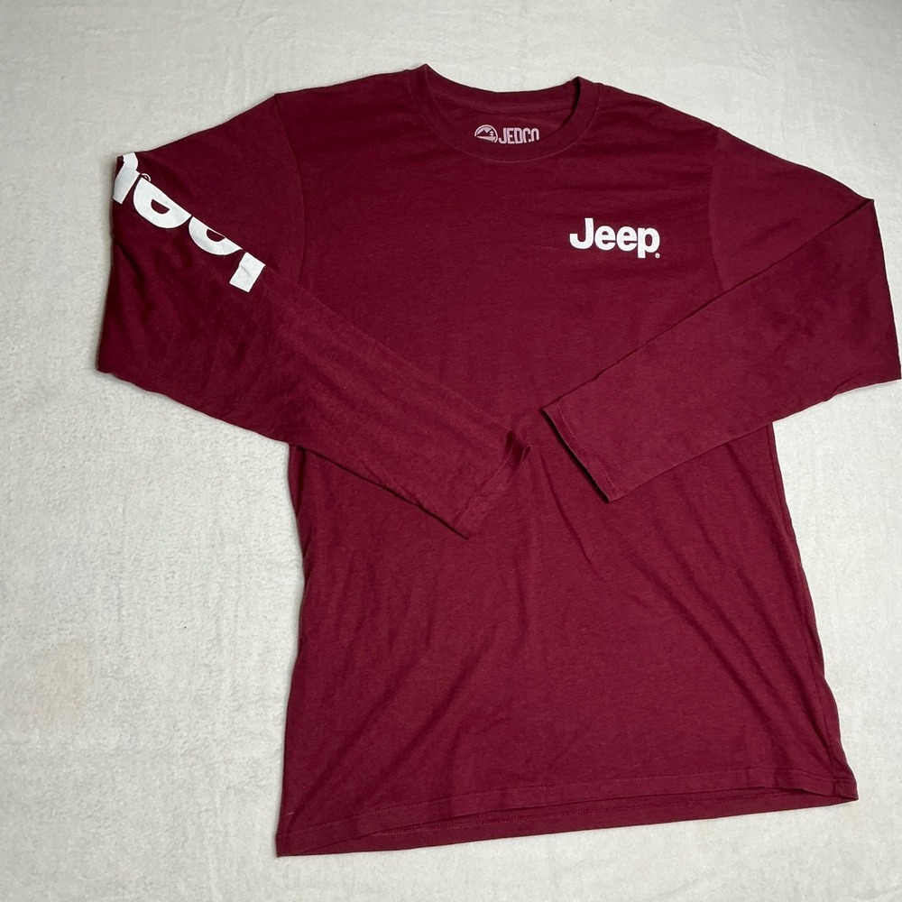 JEDCO Jeep Long‎ Sleeve T Shirt Mens Medium Burgundy Graphic Tee